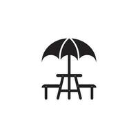 ombrello con picnic tavolo icona vettore