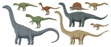 pixel dinosauro personaggi, 8 bit portico gioco animale vettore