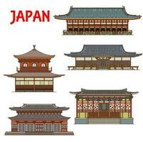 giapponese templi, Giappone edifici, pagoda case vettore