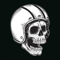 buio arte cranio ciclista uomo viso bikers retrò Vintage ▾ tatuaggio casco motociclo costume illustrazione vettore