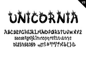 fatto a mano unicornia lettere. colore creativo arte tipografico design vettore