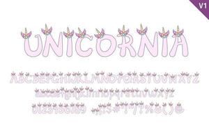 fatto a mano unicornia lettere. colore creativo arte tipografico design vettore