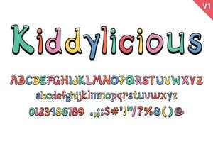 fatto a mano kiddylicious lettere. colore creativo arte tipografico design vettore