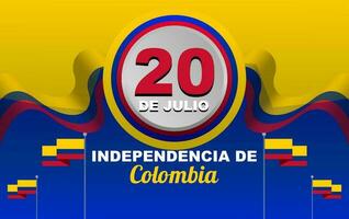 design di Colombia indipendenza giorno su 20 luglio, celebrazione saluto bandiera con bandiera decorazione vettore