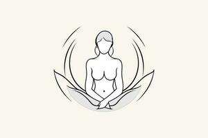 yoga meditazione studio logo. rilassamento, benessere Salute terme meditazione simbolo vettore