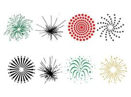 fuochi d'artificio e stelle. fuochi d'artificio impostare, design elemento per vacanze, celebrazione festa, anniversario. colorato moderno esplosione vettore illustrazione.