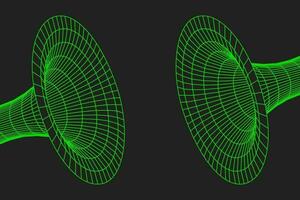 wormhole geometrico griglia wireframe tunnel piatto stile design vettore illustrazione.