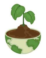 mondo e pianta ecologico sostenibilità icona isolato vettore