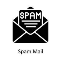 spam posta vettore solido icona design illustrazione. SEO e ragnatela simbolo su bianca sfondo eps 10 file