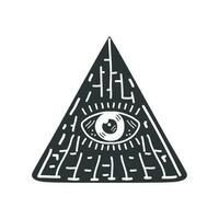 piramide con occhio esoterico incolore vettore