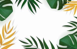 sfondo tropicale naturale realistico foglia di palma verde e oro vettore