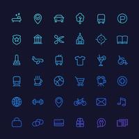 icone di linea impostate per mappe, app di navigazione e web vettore