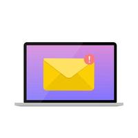 nuova e-mail sul concetto di notifica dello schermo del laptop vettore