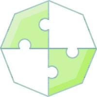 Ottagono forma puzzle icona nel verde e bianca colore. vettore