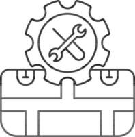 linea arte illustrazione di cassetta degli attrezzi icona. vettore