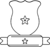 stella su scudo con nastro icona nel nero ictus. vettore