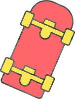 piatto stile skateboard icona nel rosso e giallo colore. vettore