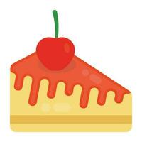 torta fetta con cremoso diffusione e ciliegia su il superiore, un icona o torta fetta con ciliegia vettore