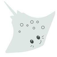 kawaii Stingray isolato su bianca sfondo. carino cartone animato manta vettore illustrazione per bambini design