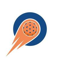 iniziale lettera o pickleball logo concetto con in movimento pickleball simbolo. salamoia palla logotipo vettore modello