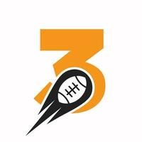 iniziale lettera 3 Rugby logo, americano calcio simbolo combinare con Rugby palla icona per americano calcio logo design vettore