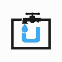 lettera u idraulico logo design. piombatura acqua logo modello vettore
