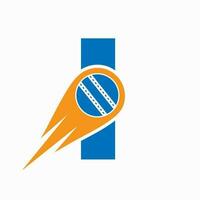 lettera io cricket logo concetto con in movimento palla icona per cricket club simbolo. giocatore di cricket cartello vettore
