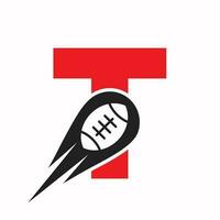 iniziale lettera t Rugby logo, americano calcio simbolo combinare con Rugby palla icona per americano calcio logo design vettore