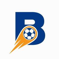 lettera B calcio logo concetto con in movimento calcio icona. calcio logo modello vettore