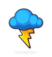 cartone animato illustrazione di elettrico fulmine bullone con nube vettore