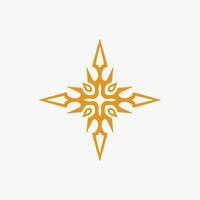 oro mandala tribale sole simbolo logo su bianca sfondo. stampino decalcomania tatuaggio design. piatto vettore illustrazione.