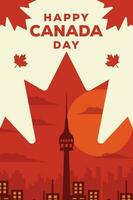 contento Canada giorno verticale bandiera illustrazione design vettore