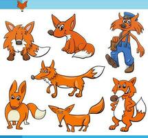 cartone animato divertente volpi animale comico personaggi impostato vettore