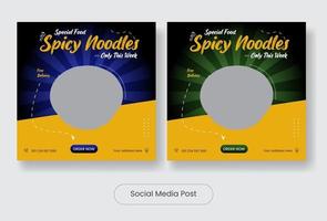 set di banner modello post social media cibo noodle vettore