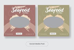 set di banner modello post social media menu di pesce vettore