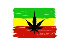 bandiera dei rastafariani. bandiera rasta con cannabis isolato su uno sfondo bianco. simbolo rastafariano vettore