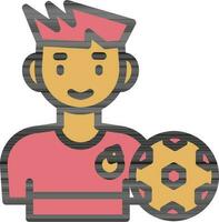 illustrazione di calciatore personaggio icona nel rosso e giallo colore. vettore