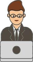 occhiali indossare attività commerciale uomo Lavorando nel il computer portatile colorato icona. vettore