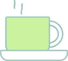 caldo tazza con piatto icona nel verde e bianca colore. vettore