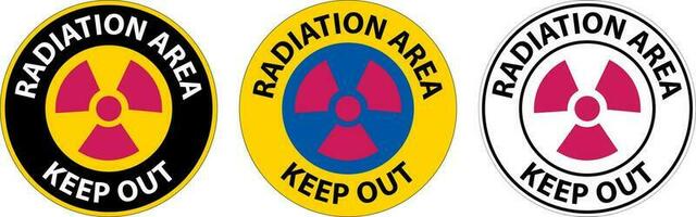 avviso area di radiazione tenere fuori segno su sfondo bianco vettore