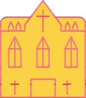 giallo e rosso Chiesa piatto icona. vettore