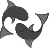 Pesci icona o simbolo nel grigio colore. vettore