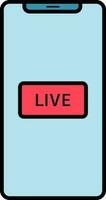 vivere trasmissione televisiva App nel smartphone icona nel rosso e blu colore. vettore