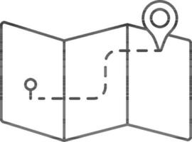 tri piegare carta geografica icona nel nero schema. vettore