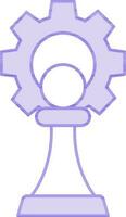 pedone e ruota dentata icona nel viola e bianca colore. vettore