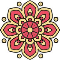 cerchio modello mandala rosso e giallo icona. vettore