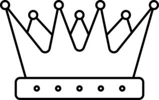 nero schema corona piatto icona o simbolo. vettore