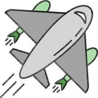 combattente aereo icona nel grigio e verde colore. vettore