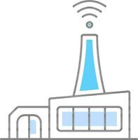 Wi-Fi Collegare fabbrica o industria icona nel blu e nero colore. vettore