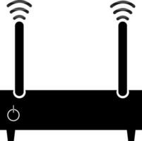 nero e bianca icona o simbolo di router nel piatto stile. vettore